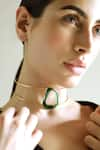 Shop_Varnika Arora_Green Abyssal Abstract Enameled Choker _Online_at_Aza_Fashions