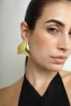 Buy_Varnika Arora_Gold Plated Ripple Shaped Abstract Earrings _at_Aza_Fashions