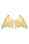 Shop_Varnika Arora_Gold Plated Ripple Shaped Abstract Earrings _at_Aza_Fashions