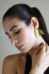 Varnika Arora_Gold Plated Ripple Shaped Abstract Earrings _Online_at_Aza_Fashions