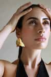 Buy_Varnika Arora_Gold Plated Ripple Shaped Abstract Earrings _Online_at_Aza_Fashions