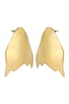 Shop_Varnika Arora_Gold Plated Ripple Shaped Abstract Earrings _Online_at_Aza_Fashions