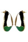 Shop_Varnika Arora_Gold Plated Enameled Crest Tri Color Block Earrings _Online_at_Aza_Fashions