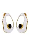 Shop_Varnika Arora_White Bead Frost Enameled Abstract Earrings _at_Aza_Fashions