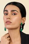 Buy Isharya Green Crystals, Stones Pear Cut Emerald Drop Danglers at Aza Fashions Buy_Isharya_Green Crystals, Stones Pear Cut Emerald Drop Danglers_at_Aza_Fashions