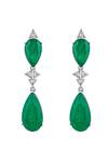 Shop Isharya Green Crystals, Stones Pear Cut Emerald Drop Danglers at Aza Fashions Shop_Isharya_Green Crystals, Stones Pear Cut Emerald Drop Danglers_at_Aza_Fashions