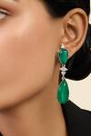 Isharya Green Crystals, Stones Pear Cut Emerald Drop Danglers Online at Aza Fashions Isharya_Green Crystals, Stones Pear Cut Emerald Drop Danglers_Online_at_Aza_Fashions