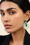 Buy_ISHARYA_Green Cubic Zirconia Indian Chandelier Statement Earrings _at_Aza_Fashions