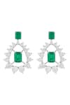 Shop_ISHARYA_Green Cubic Zirconia Indian Chandelier Statement Earrings _at_Aza_Fashions