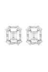 Shop_Isharya_Silver Plated Crystals Framed Quad Cubic Zirconia Halo Studs_at_Aza_Fashions