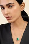 Buy_Isharya_Green Quad Emerald Cut Statement Pendant Necklace _at_Aza_Fashions