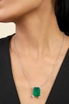 Isharya_Green Quad Emerald Cut Statement Pendant Necklace _Online_at_Aza_Fashions
