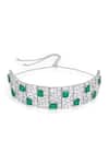 Shop_Isharya_Green Celtic Doublet Emerald And Cz Studded Choker _at_Aza_Fashions