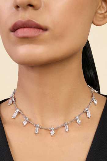 Isharya_Silver Plated Dainty Tribe Cubic Zirconia Studded Choker_Online_at_Aza_Fashions
