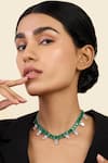 Buy_Isharya_Green Emerald Stone Embellished Choker _at_Aza_Fashions