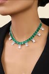 Isharya_Green Emerald Stone Embellished Choker _Online_at_Aza_Fashions