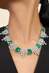 Isharya_Green Doublet Dark Emerald Stone Bib Necklace _Online_at_Aza_Fashions