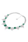 Buy_Isharya_Green Doublet Dark Emerald Stone Bib Necklace _Online_at_Aza_Fashions