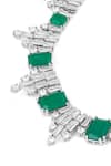 Shop_Isharya_Green Doublet Dark Emerald Stone Bib Necklace _Online_at_Aza_Fashions