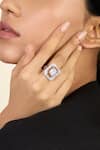 ISHARYA_Silver Plated Cubic Zirconia Luxe Solitaire Statement Ring _Online_at_Aza_Fashions