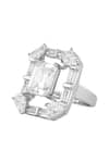 Buy_ISHARYA_Silver Plated Cubic Zirconia Luxe Solitaire Statement Ring _Online_at_Aza_Fashions