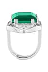 Shop_ISHARYA_Green Cubic Zirconia Emerald Stone Embellished Cocktail Ring _Online_at_Aza_Fashions