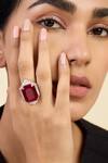 Buy_Isharya_Red Crystals Ruby Corundum Cocktail Ring_at_Aza_Fashions