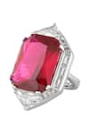 Isharya_Red Crystals Ruby Corundum Cocktail Ring_Online_at_Aza_Fashions