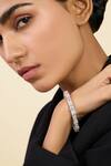 Buy_Isharya_Silver Plated Crystals Baguette Hinge Cubic Zirconia Bracelet_at_Aza_Fashions