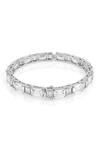 Shop_Isharya_Silver Plated Crystals Baguette Hinge Cubic Zirconia Bracelet_at_Aza_Fashions