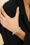 Shop_Isharya_Silver Plated Crystals Baguette Hinge Cubic Zirconia Bracelet_Online_at_Aza_Fashions