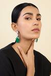 Buy_Isharya_Green Cubic Zirconia Doublet Dark Emerald Studded Earrings _at_Aza_Fashions