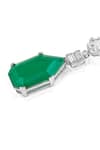 Shop_Isharya_Green Cubic Zirconia Doublet Dark Emerald Studded Earrings _Online_at_Aza_Fashions