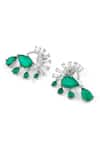 ISHARYA_Green Cubic Zirconia Mor Emerald Statement Studs _Online_at_Aza_Fashions