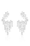 Shop_Isharya_Silver Plated Crystals Abstract Pattern Chandelier Cubic Zirconia Studs _at_Aza_Fashions