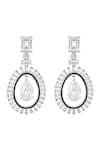 Shop_ISHARYA_Silver Plated Cubic Zirconia Plush Enamel Embellished Earrings _at_Aza_Fashions