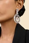 ISHARYA_Silver Plated Cubic Zirconia Plush Enamel Embellished Earrings _Online_at_Aza_Fashions