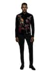 Buy_Rohit Bal_Black Velvet Embroidered Resham Parrot Bandhgala _Online_at_Aza_Fashions