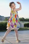 Shop_Anaario_Multi Color Organic Cotton Printed Abstract Shape Dress _at_Aza_Fashions