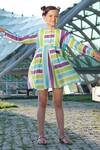 Anaario_Multi Color Organic Cotton Printed Stripe Dress _Online_at_Aza_Fashions