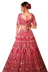 Shop_Chaashni By Maansi And Ketan_Pink Organza, Net Pearls, Mirrors, Sequins Embroidered Bridal Lehenga Set 