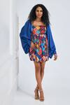 Buy_NA-KA_Multi Color Satin Printed Geometric Straight Geomatic Short Dress _Online_at_Aza_Fashions