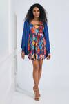 Shop_NA-KA_Multi Color Satin Printed Geometric Straight Geomatic Short Dress _Online_at_Aza_Fashions