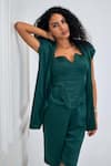 Buy_NA-KA_Green Moss Satin Solid Corset Notched Bermuda Set With Blazer Jacket _Online_at_Aza_Fashions