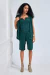 Shop_NA-KA_Green Moss Satin Solid Corset Notched Bermuda Set With Blazer Jacket _Online_at_Aza_Fashions