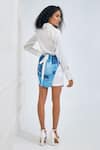 Shop_NA-KA_White Satin Collared Cowl Neck Shirt Skort Set _at_Aza_Fashions