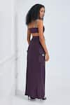 Shop_NA-KA_Purple Moss Satin Solid Straight Adjustable Shoulder Crop Top With Skirt _at_Aza_Fashions