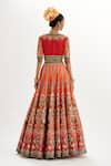 Shop_Rajdeep Ranawat_Orange Scooba Print Mughal Paan Neck Leela Rose Bloom Lehenga Set _at_Aza_Fashions