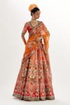 Rajdeep Ranawat_Orange Scooba Print Mughal Paan Neck Leela Rose Bloom Lehenga Set _Online_at_Aza_Fashions