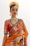 Buy_Rajdeep Ranawat_Orange Scooba Print Mughal Paan Neck Leela Rose Bloom Lehenga Set _Online_at_Aza_Fashions